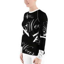 Load image into Gallery viewer, LV Wear Women's Rash Guard Fitted Shirt (Black w/white collar &amp; lower sleeves)